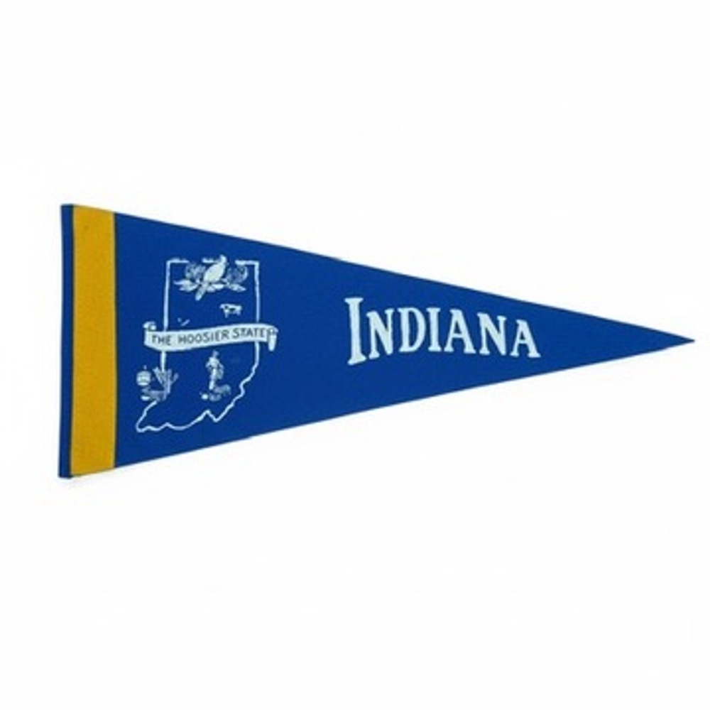 Vintage Navy Felt Wall Pennant Indiana Hoosier State Man Cave Mid Century Decor